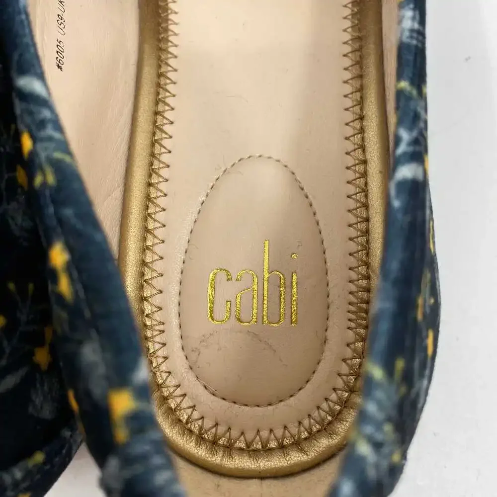 CAbi Blue Yellow Floral Velvet Loafers | Women’s Size 7.5